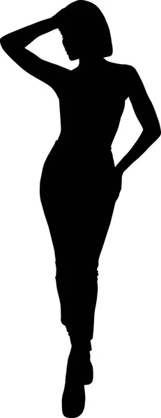 Nero ragazza silhouette ragazza su un bianco sfondo . — Vettoriale Stock