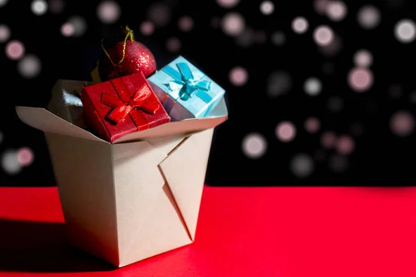 Vánoční Přání Dárkovou Krabicí Pozadí — Stock fotografie