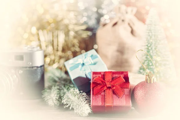 Boże Narodzenie Zapakowane Prezenty Tło Nowy Rok — Zdjęcie stockowe