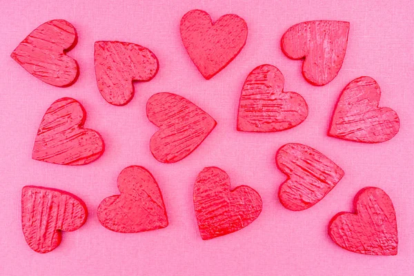 Κοντινό Πλάνο Καρδιών Του Αγίου Βαλεντίνου Ροζ Φόντο — Φωτογραφία Αρχείου