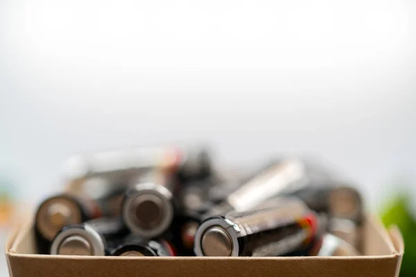 Baterías Usadas Recogida Reciclaje Residuos Protección Ambiental Fondo Baterías —  Fotos de Stock