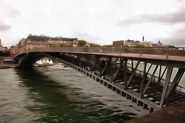 Şehir Manzarası Nehrin Üzerindeki Metal Köprü Şehirde Yaz Günü — Stok fotoğraf