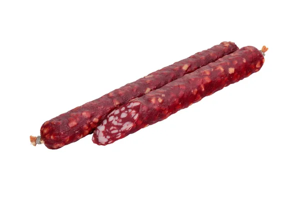 Salsiccia Affumicata Prodotti Alimentari Base Carne Gustosa Salsiccia Tavolo Delle — Foto Stock