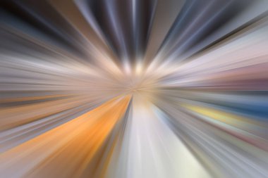 Dinamik ışık çizgileri. Merkez noktadan gelen ışık. Parlak bir ışık parlaması. Uzayda dinamik hareket.