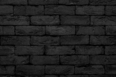 Soyut siyah arkaplan. Siyah tuğla dokusu. Koyu sert duvar yüzeyi.
