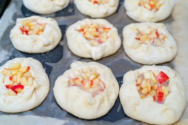 Elmalı turta. Hamur ürünleri. Evdeki mutfakta tatlı pişir. Ev yapımı yemek tarifi.