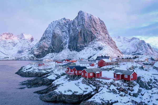 Hamnoy Lofoten Norge Vintersyn Ved Soloppgang – stockfoto