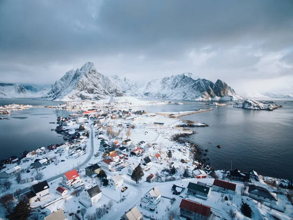 Reine Lofoten Norge Vinterbildet Ovenfra – stockfoto