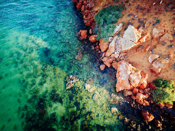 Aerial view of earth textures and ocean, Western Australia at Francois Peron