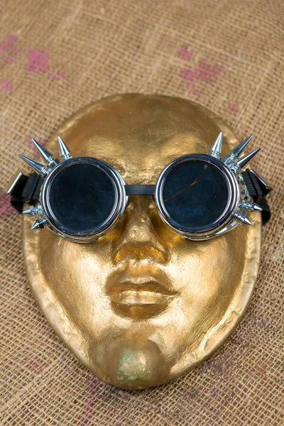 Máscara Oro Egipcia Máscara Carnaval Veneciano — Foto de Stock