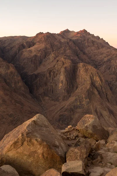 Fantastisk Soluppgång Sinai Mountain Vacker Gryning Egypten Vacker Utsikt Från — Stockfoto