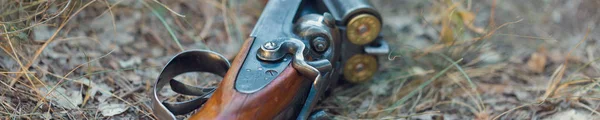 Hunting Rifle Grass Beginning Hunting Season Open Pheasant Birds — Stock Photo, Image