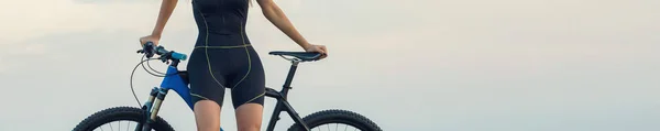 Young Woman Bicycle Blurred Background — 图库照片