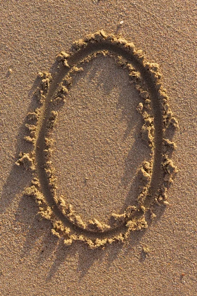 Alphabet Buchstaben Handgeschrieben Sand Strand — Stockfoto