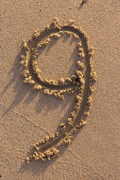 Alfabet Brieven Handgeschreven Zand Het Strand — Stockfoto