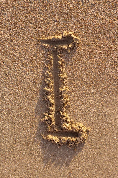 Alphabet Buchstaben Handgeschrieben Sand Strand — Stockfoto