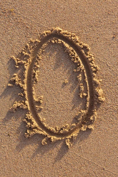 Alfabet Brieven Handgeschreven Zand Het Strand — Stockfoto