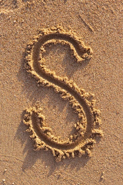 Alphabet Buchstaben Handgeschrieben Sand Strand — Stockfoto