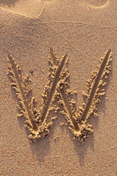 Alphabet Buchstaben Handgeschrieben Sand Strand — Stockfoto