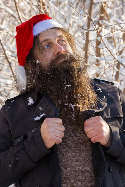 Barbudo Con Barba Bigote Ropa Invierno — Foto de Stock