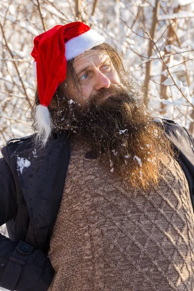 Hombre Con Barba Santa Claus — Foto de Stock