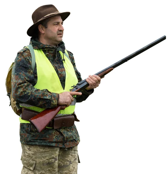 Hunting Period Autumn Season Open Hunter Gun His Hands Hunting — Stock Photo, Image