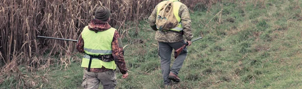 Hunting Period Autumn Season Open Hunter Gun His Hands Hunting — Stock Photo, Image