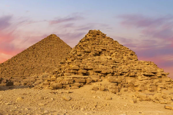 Slavná Gíza Pyramidy Pískové Poušti Káhiře — Stock fotografie