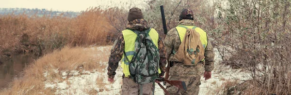 Hunting Period Autumn Season Open Hunter Gun His Hands Hunting — Stock Photo, Image