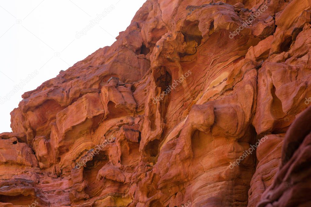 Coloured Canyon is a rock formation on South Sinai (Egypt) peninsula. Desert rocks of multicolored sandstone background.