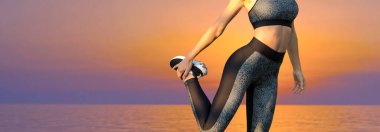 Spor giyimli, yılan derisi baskılı genç ve zayıf bir atletik kız bir takım egzersizler yapıyor. Fitness ve sağlıklı yaşam tarzı.