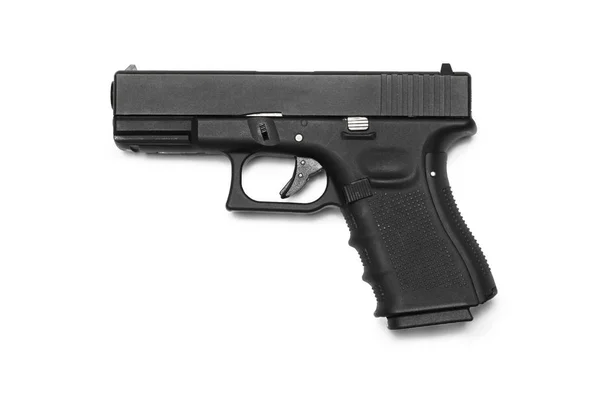 Semi automatische 9 x 19 pistool geïsoleerd op een witte achtergrond, aangepaste — Stockfoto