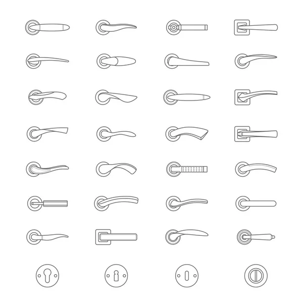 Set of simple vector icons as design elements - metal door handl — Stock Vector