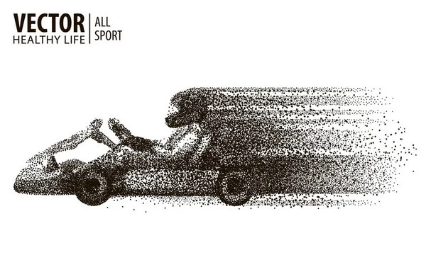 Kart vainqueur de course. l'art. Isolé sur fond blanc. Champion. La voiture arrive en premier. Du sport. Illustration vectorielle . — Image vectorielle