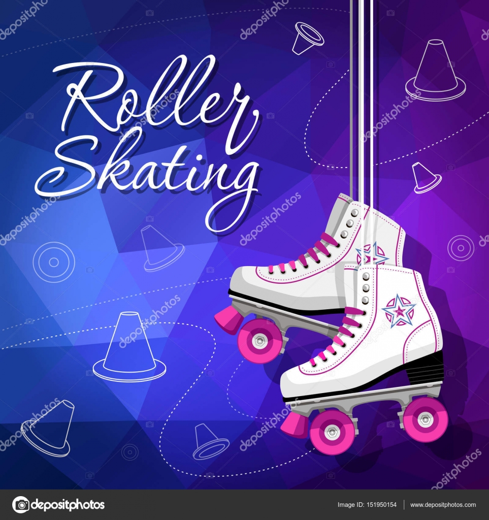 Quad skates classic. Roller skates hanging on the laces. Sport