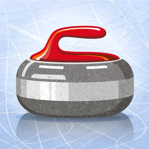 Kamień pod sport gra curling. Ilustracja wektorowa. — Wektor stockowy