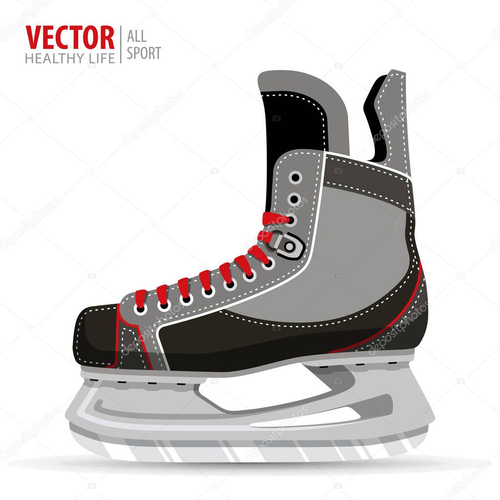Ice hockey skates, isolated on white background. Vector illustration. Ice hockey boot.