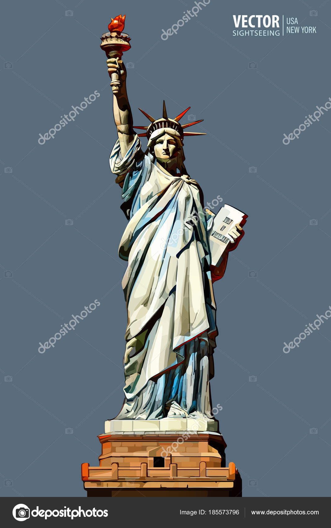 Statuya Svobodi Nyu Jork Amerikanskij Simvol Oriyentir Vektorni Ilyustraciyi Stokovij Vektor C Marinat197 185573796