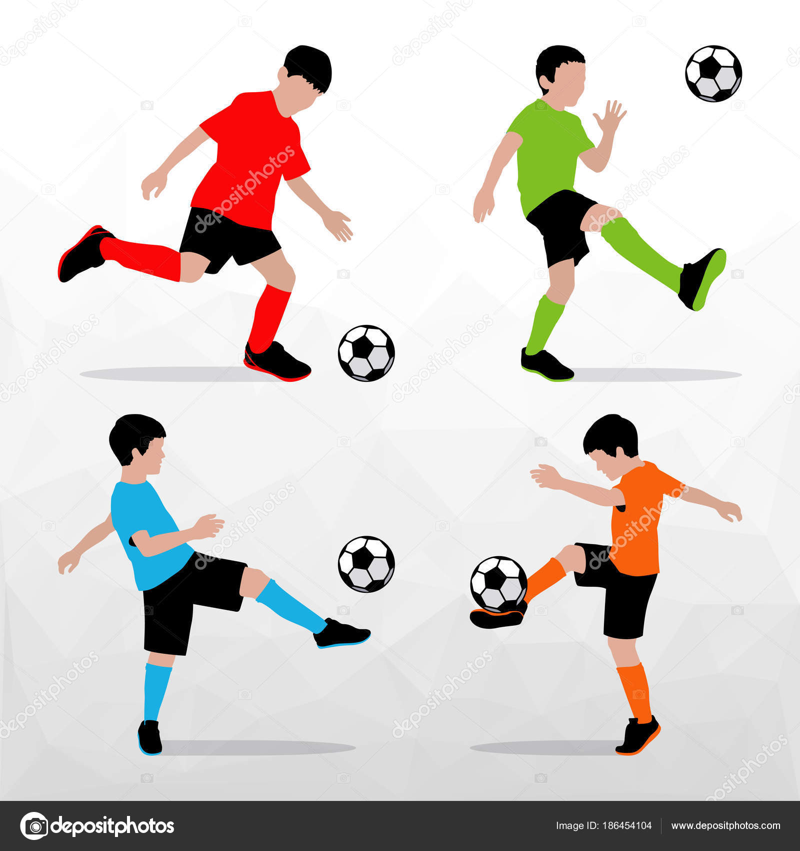 Download Soccer Players Silhouettes of Kids. Boys in sports form. Football. Vector illustration. — Stock ...