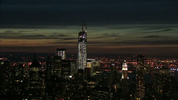 Bridge and freedom tower nyc aerial — Stock Video