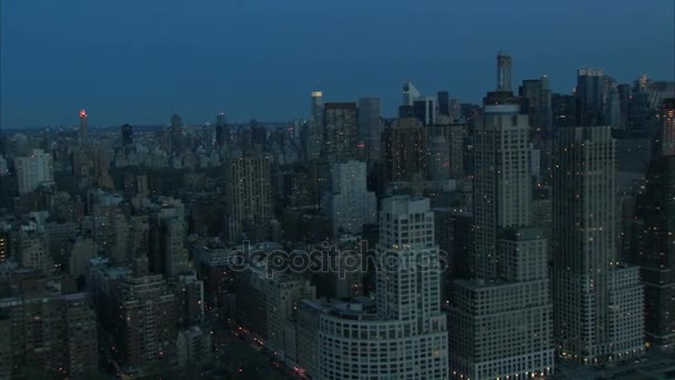 Temprano en la mañana Manhattan paisaje aéreo — Vídeos de Stock