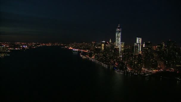 夜のニューヨーク海岸 — ストック動画