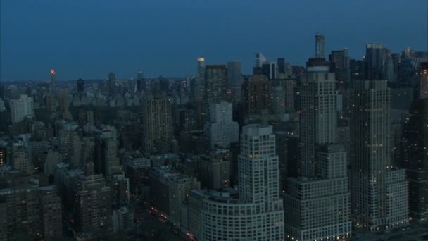 Frühmorgens manhattan Stadtbild Antenne — Stockvideo