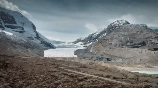 Udara dari gletser athabasca di jasper — Stok Video