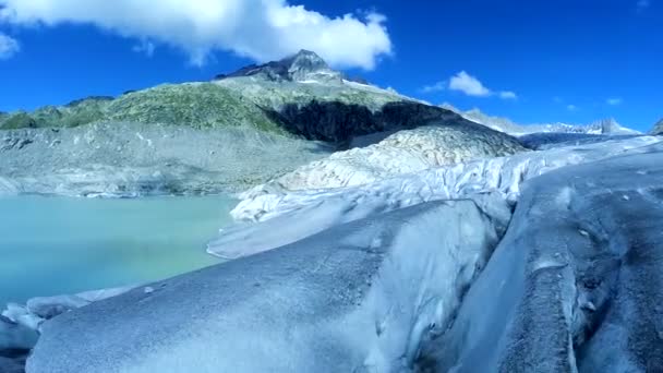 Vista aérea de glaciar gelo lago paisagem global aquecimento fundo — Vídeo de Stock