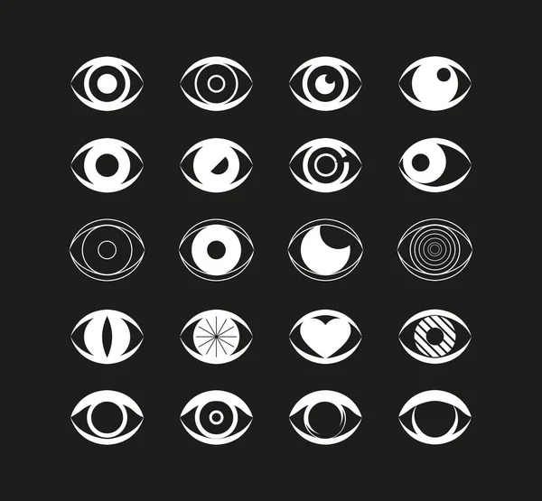 Eye Flat Icon Set Bilder Mit Offenen Augen Einfache Augapfelzeichen — Stockvektor