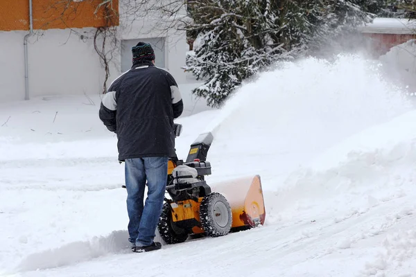 Snow clearing with the snow mill — Stock Photo, Image