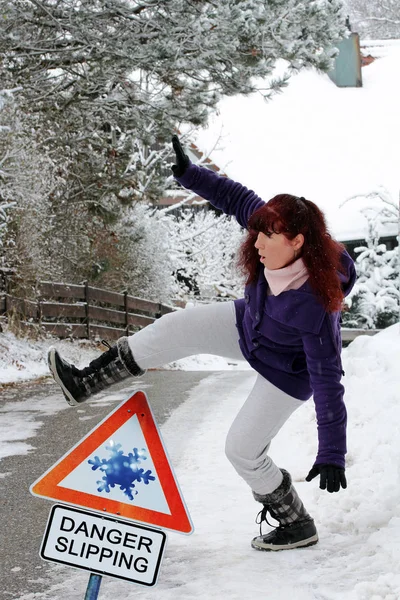 Ongeval gevaar in de winter — Stockfoto