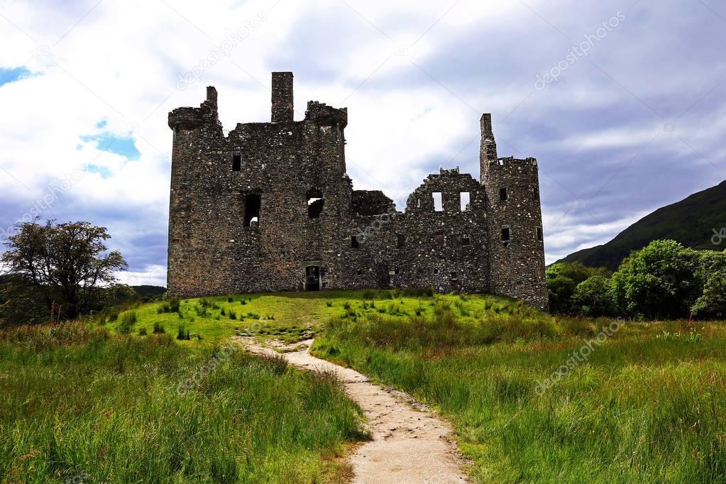 The ruins of Kilchurn Castle on Loch Awe in the Highlands of Scotland