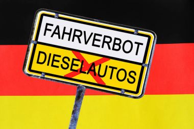 Road sign driving for diesel cars in Germany. Diesel ban symbol clipart